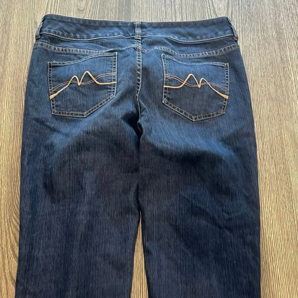 NY&C Womens Slim Slouch Jeans Straight Mid Rise Denim Dark Wash Blue Size 10